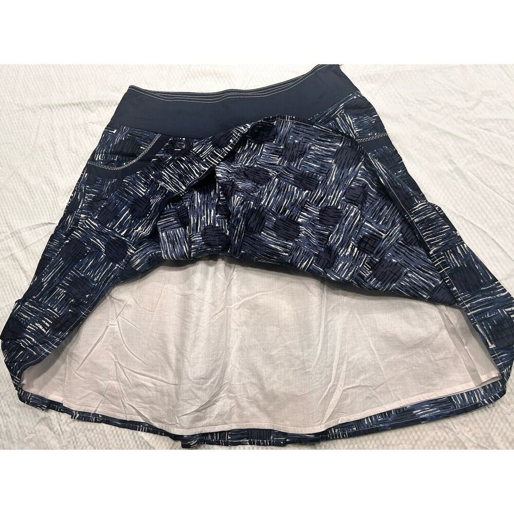 Lilly Pulitzer Sz Large Blue White Nautical Print Academia Cotton Skirt Pockets - Picture 9 of 9